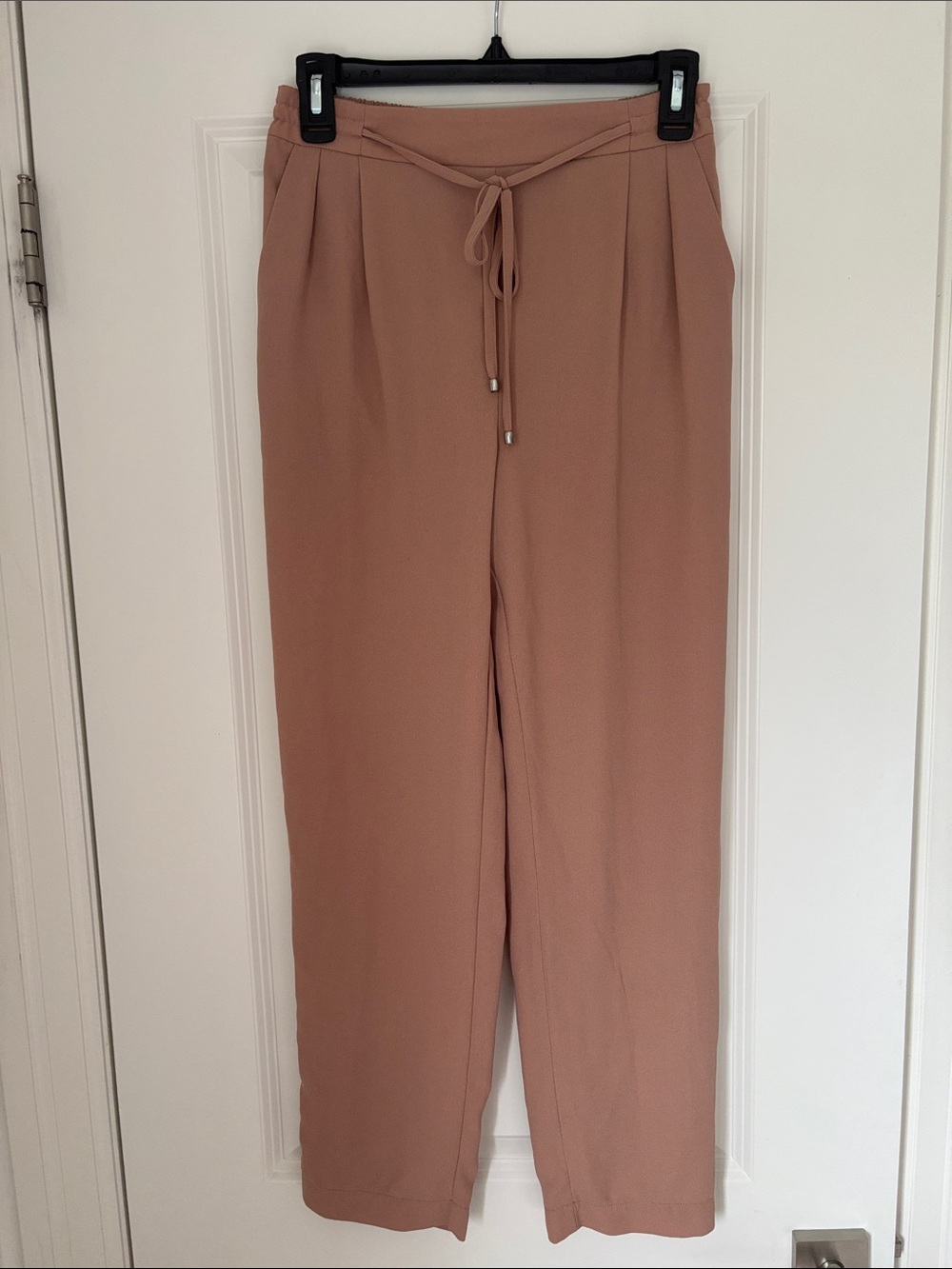 Relaxed Tie-Waist Straight Leg Pants - Dusty Rose